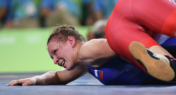 Инна Тражукова в схватке за бронзу на ОИ-2016 в Рио. Фото:  rsport.ru