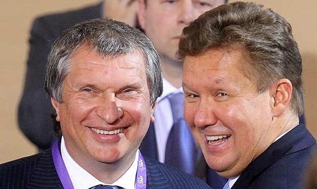 Глава Роснефти Игорь Сечин и глава Газпрома Алексей Миллер. Фото: og.ru