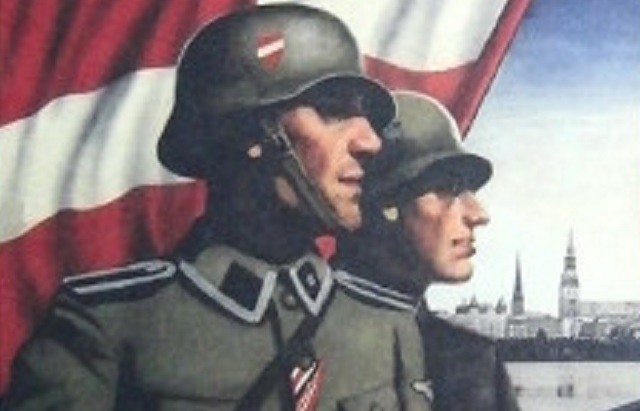 Латвийские каратели Ваффен СС на пропагандистском плакате времен ВОВ